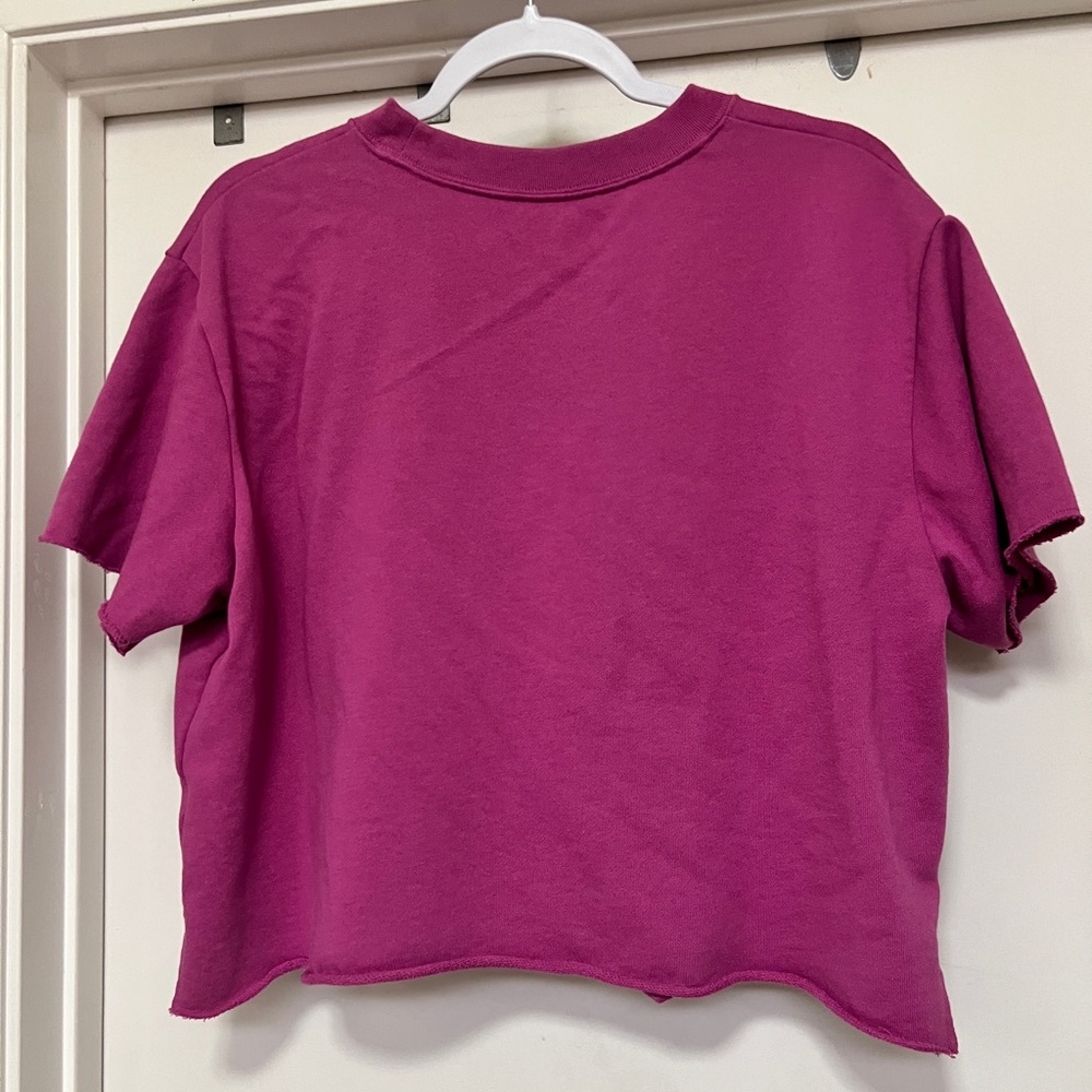 Gap Factory light weight short sleeve sweatshirt copped top - pink - size M - Picture 4 of 6